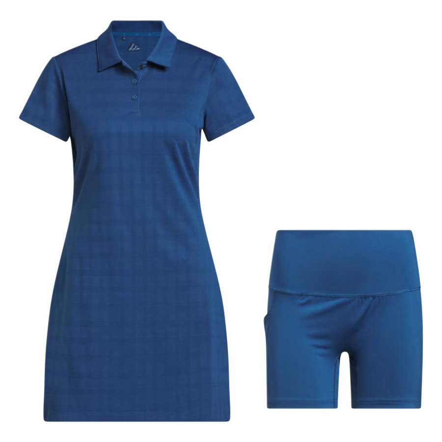 Adidas Adidas Short Sleeved Dresses Women's Dark Gas Blue Polo Collar Moderate Short Skirt