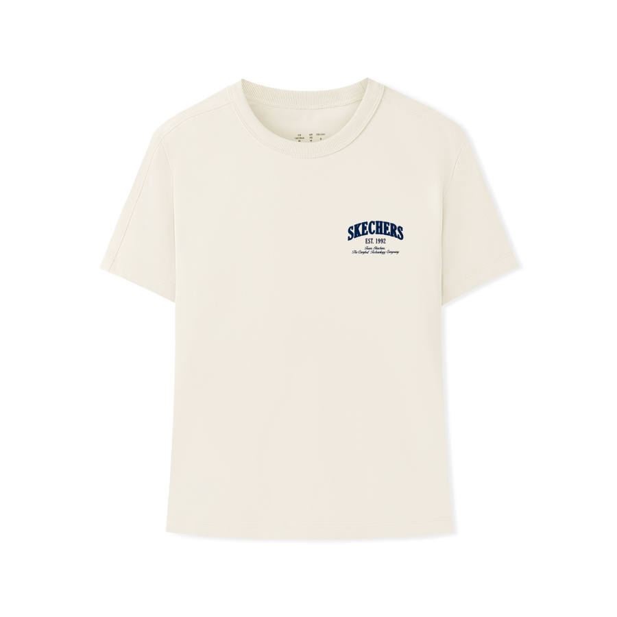 Skechers T Shirts Women's Marshmallow White 0074 Crew Neck Moderate