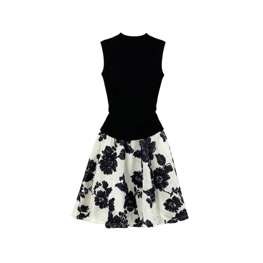 TUSHIFEI Two Piece Skirt Sets Women's Turtleneck Moderate Short Skirt
