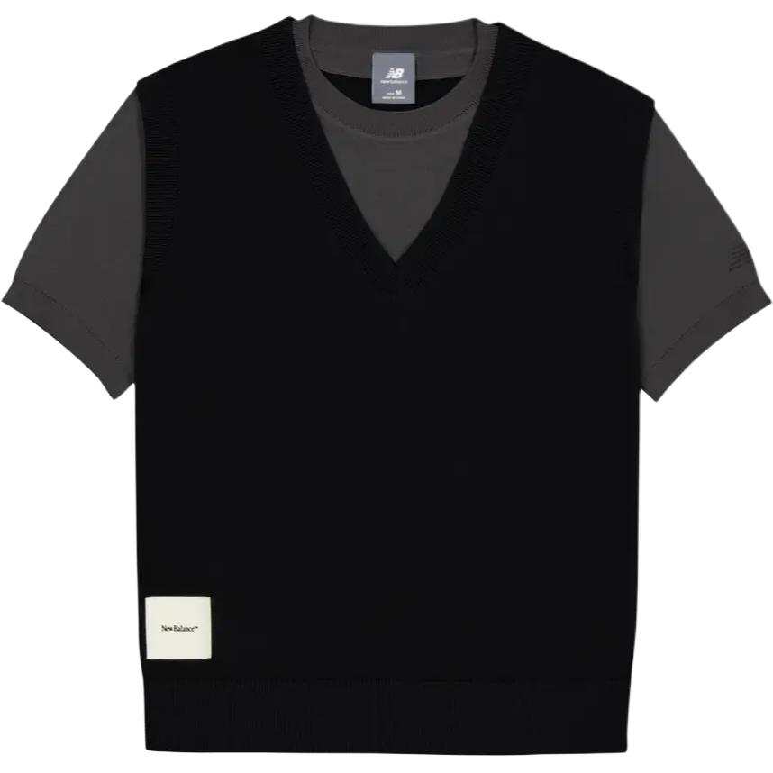New Balance New Balance NB Grey T Shirts Women's Black Crew Neck Straight Fit