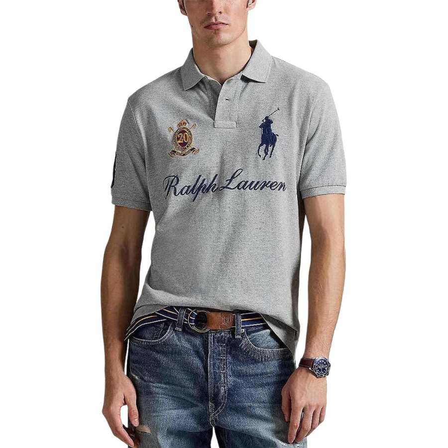 Polo Ralph Lauren Big Pony Polo Shirts Men's Gray Polo Collar Moderate Other