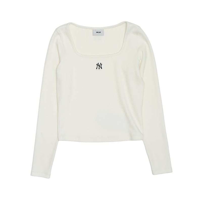 MLB MLB T Shirts Women's Cream White Square Collar Moderate