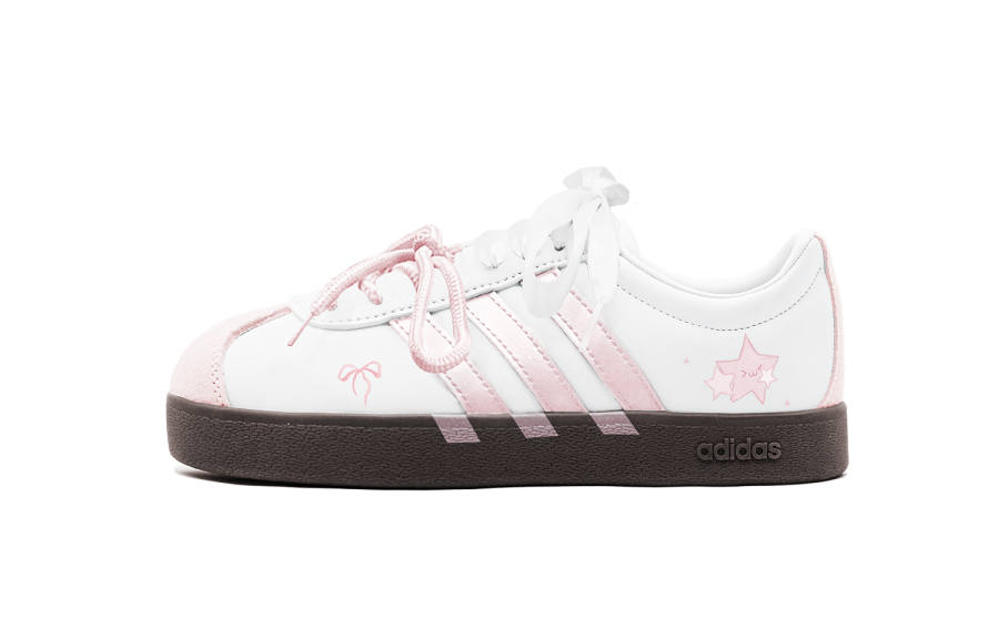 Adidas Adidas Vl Court Classic German Army Trainers Unisex Low Top White/Pink