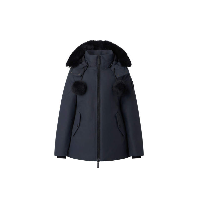 Moose Knuckles Down Jackets Women's Graphite Gray Hooded Detachable Moderate Straight Fit