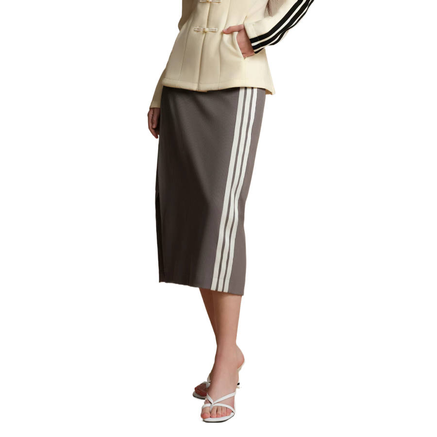 Adidas Adidas 3 Stripes Casual Long Skirts Women's Earth Brown Gray Moderate Other