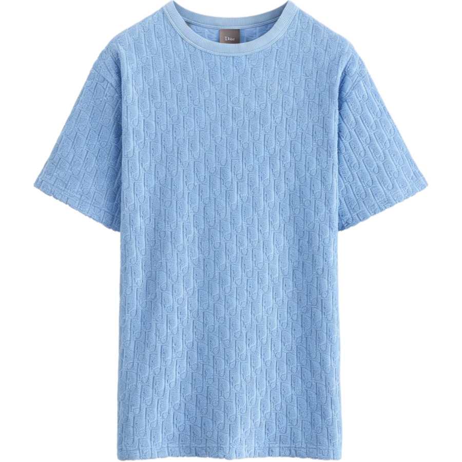 DIOR T Shirts Men's Blue Crew Neck Moderate Straight Fit