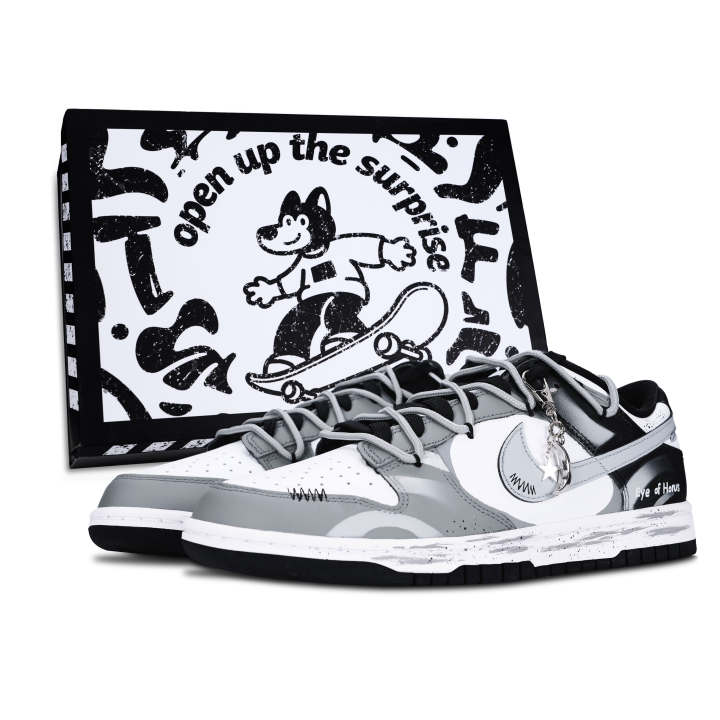 Nike Nike Dunk Skateboard Shoes Unisex Low Top Black/White/Gray