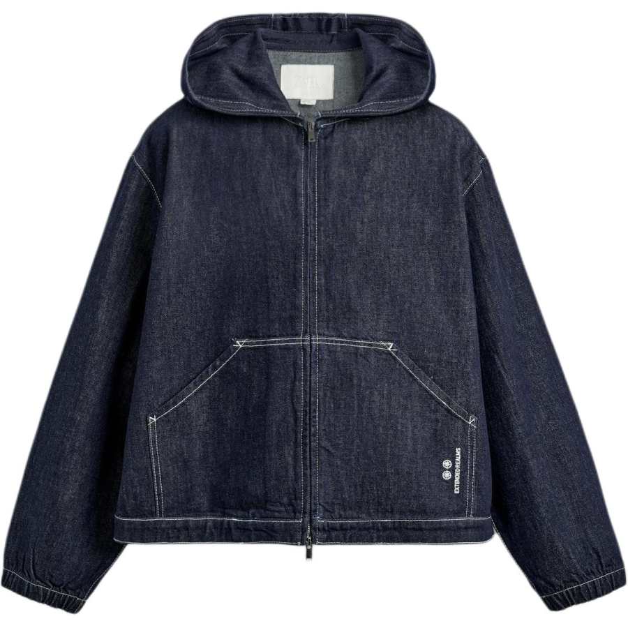ZARA Denim Jackets Men's Indigo Hooded Non Detachable Moderate