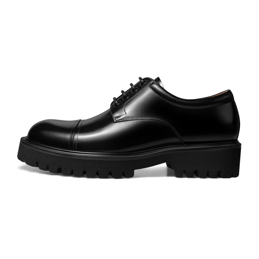 THOM WILLS Business Old Money Style Formal Wear Versatile Shiny Chunky Derby Shoes 4.7cm Casual Leather Shoes Men's