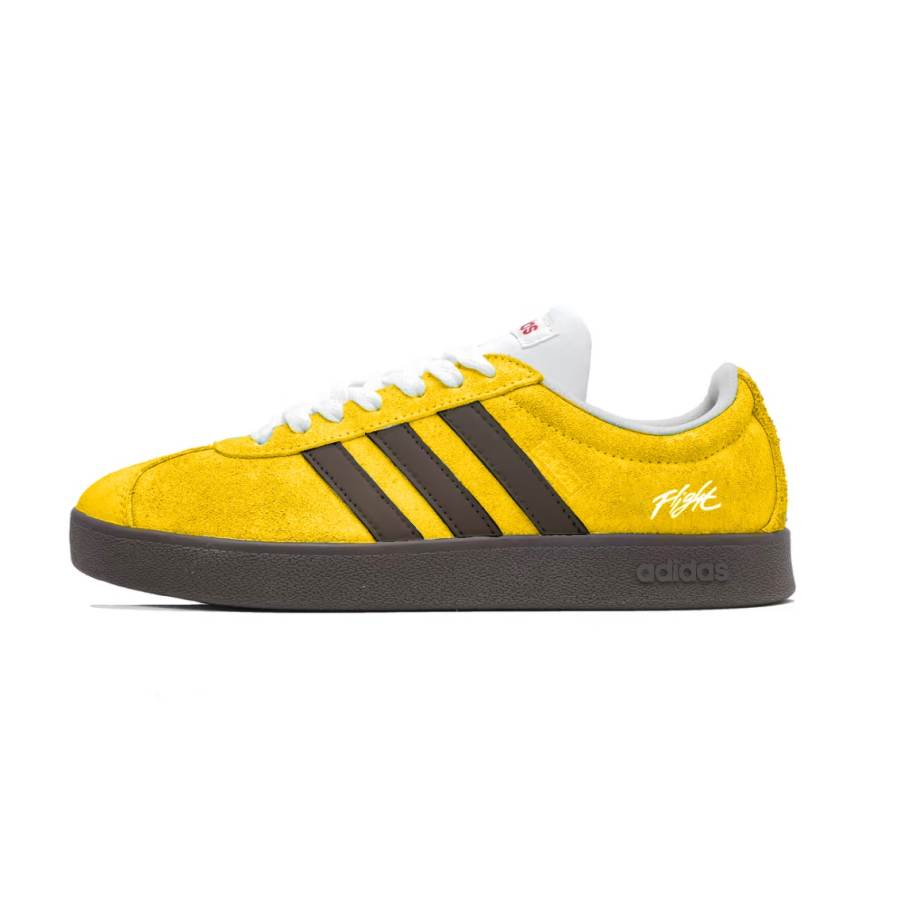 Adidas Adidas VL COURT 2.0 Skateboard Shoes Unisex Low Top Yellow Brown White Color Block