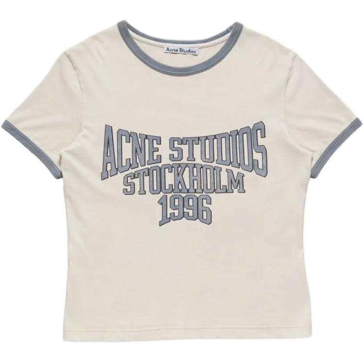 Acne Studios Acne Studios T Shirts Men's Ecru/Gray Blue Crew Neck