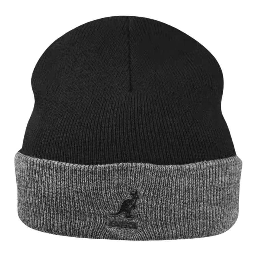 KANGOL Acrylic Beanies Unisex Black/Dark Flannel