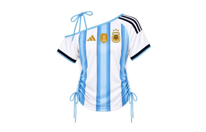 Adidas Adidas T Shirts Women's Blue White Asymmetrical Shoulder Blue White Asymmetrical Collar Moderate