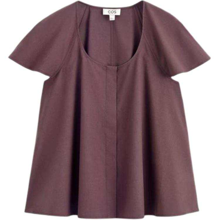 COS Shirts Women's Burgundy Crew Neck Moderate Straight Fit