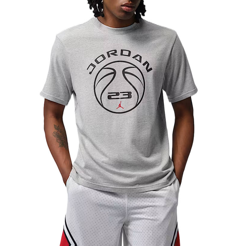 Jordan Jordan Sport Dri FIT T Shirts Men's Gray Photinia/University Red Crew Neck