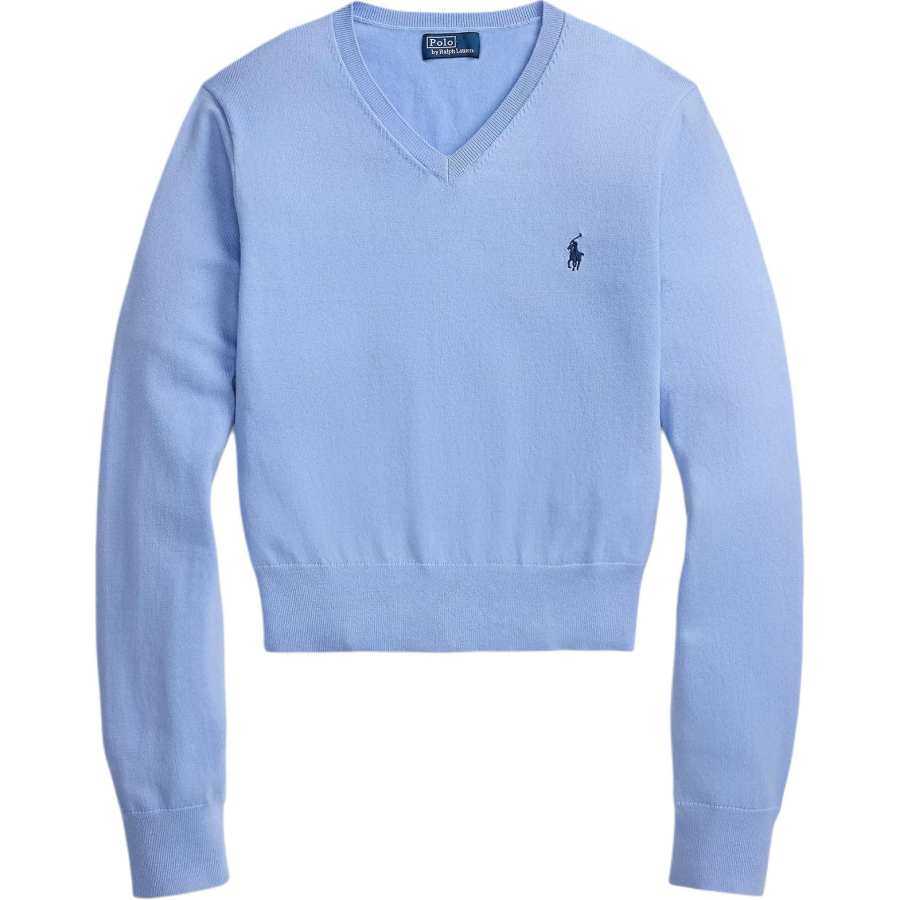 Polo Ralph Lauren Knitwear Women's Blue V Neck Moderate Straight Fit