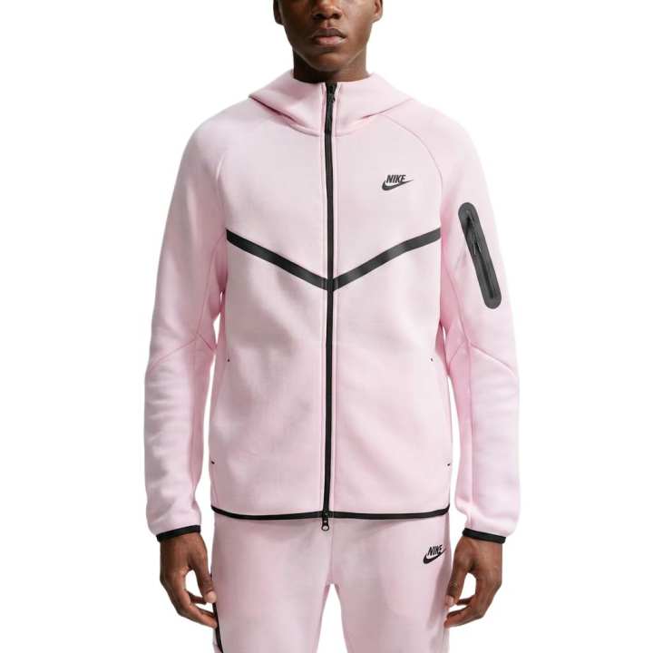 Nike Nike WINDRUNNER Fleece Tops Men's Pink Foam/Neon Pink Hooded Non Detachable Moderate Straight Fit