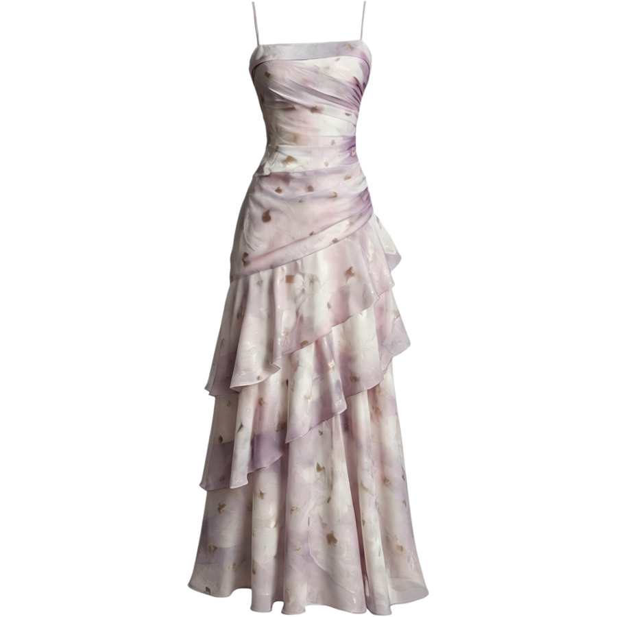 CHARM GLOW Evening Dresses Women's Purple Camisole Moderate Long Skirt A Line Skirt