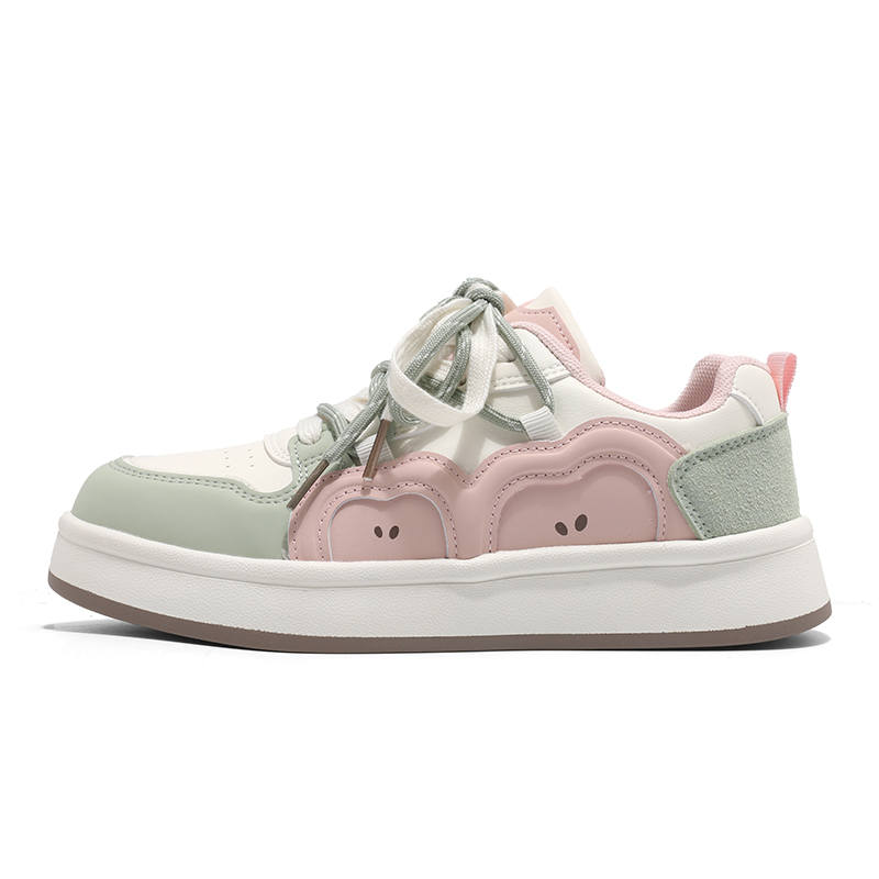 WARRIOR Skateboard Shoes Women's Low Top Beige Green Pink