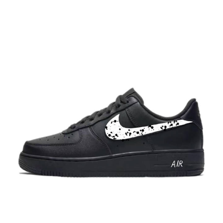 Nike Nike Air Force 1 Skateboard Shoes Unisex Low Top Black & White Ink Splatter