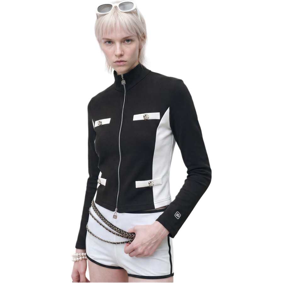 KARL LAGERFELD / Karl Lagerfeld Jeans Jackets Women's Black White Stand Collar Moderate Other