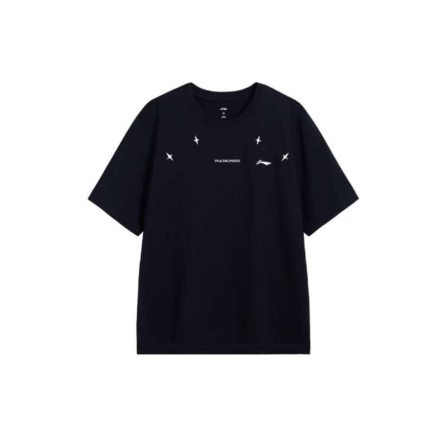 Li-Ning Li Ning T Shirts Unisex Black Crew Neck
