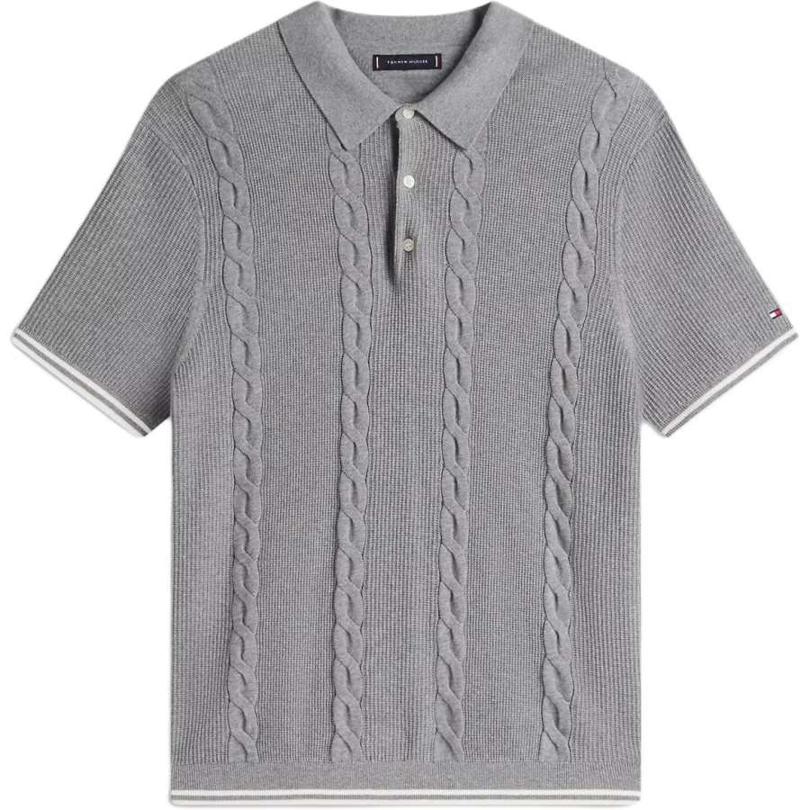Tommy Hilfiger Polo Shirts Men's Medium Gray Lapel Moderate