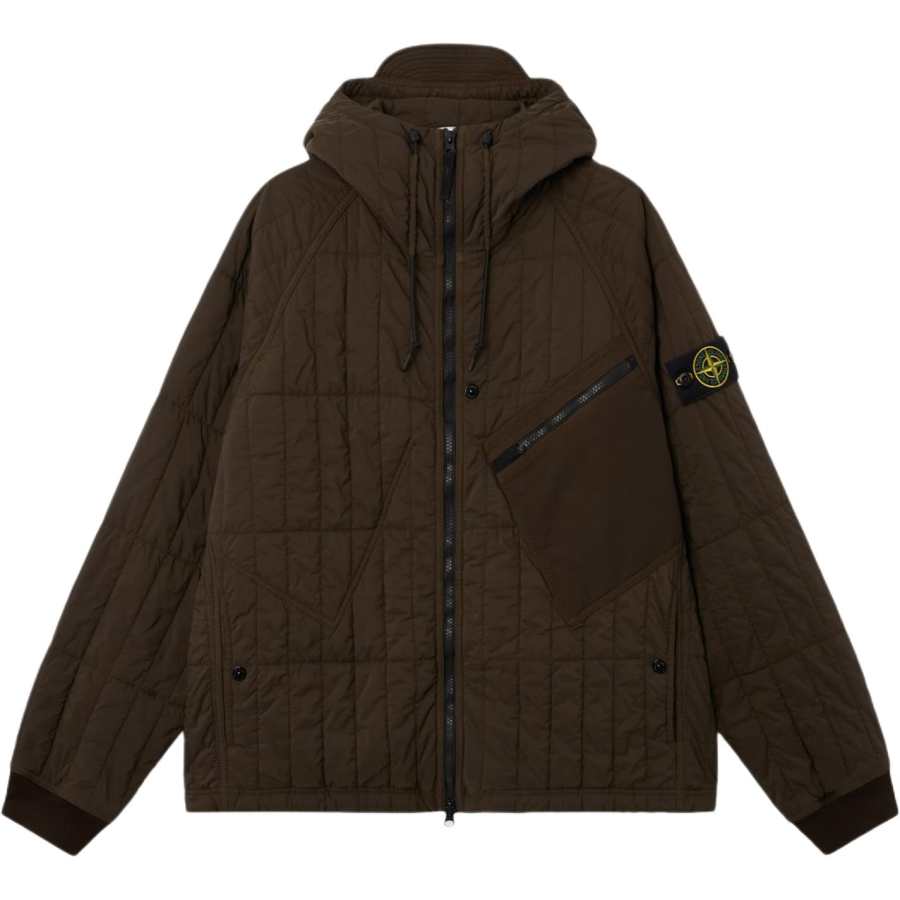 STONE ISLAND FW26 Puffer Jackets Men's Coal Gray Hooded Non Detachable Moderate Straight Fit