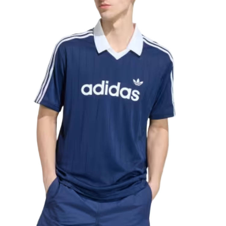 Adidas Originals T Shirts Men's Midnight Indigo/White V Neck Moderate