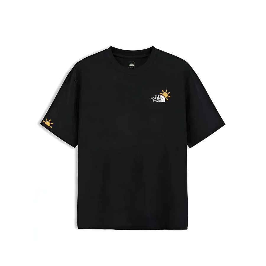 THE NORTH FACE Basic T Shirts Unisex Black Embroidery Sun Crew Neck Moderate Other