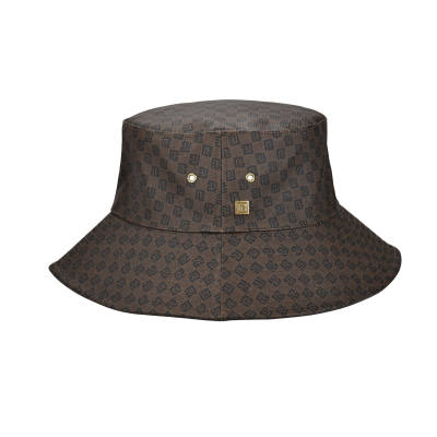 BALMAIN Letter Print Cotton Bucket Hats Women's Brown