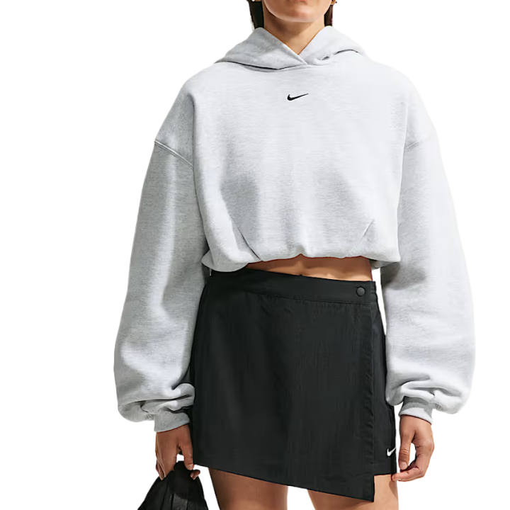 Nike Nike Sweatshirts Women's Birch Heather Gray/Black Hooded Non Detachable Moderate
