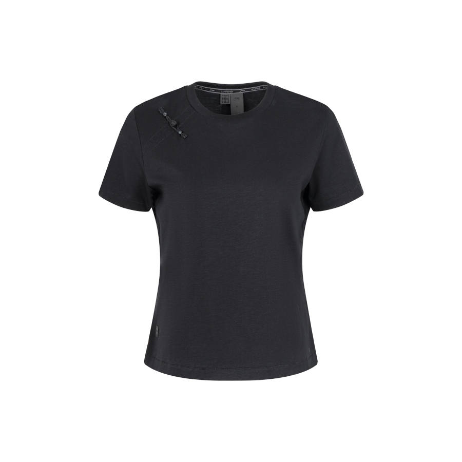 Li-Ning Li Ning T Shirts Women's Black Crew Neck Moderate Straight Fit