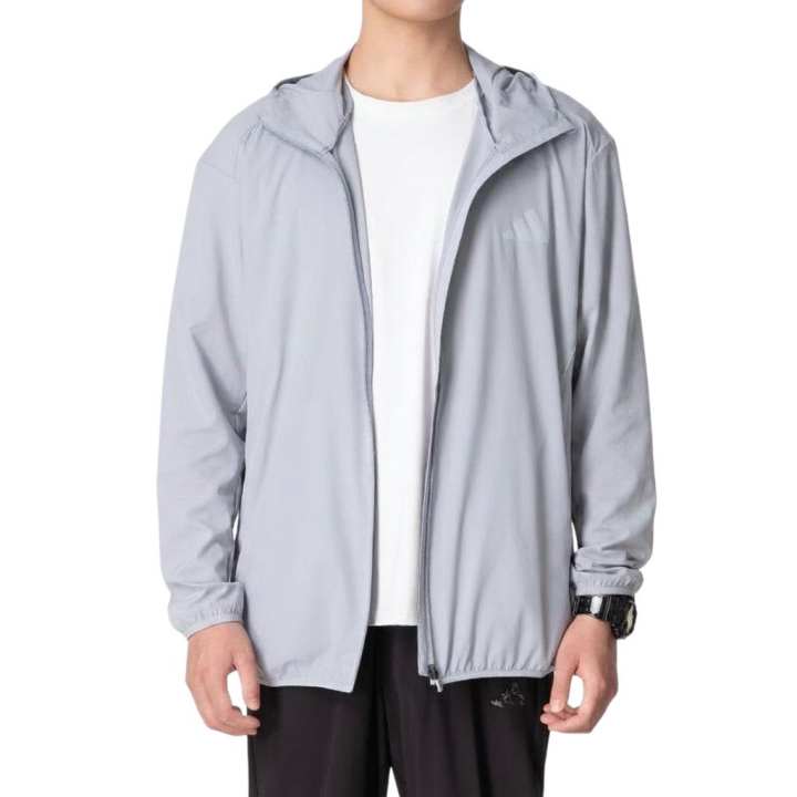 Adidas Adidas Running Jackets Men's Gray Hooded Non Detachable Moderate