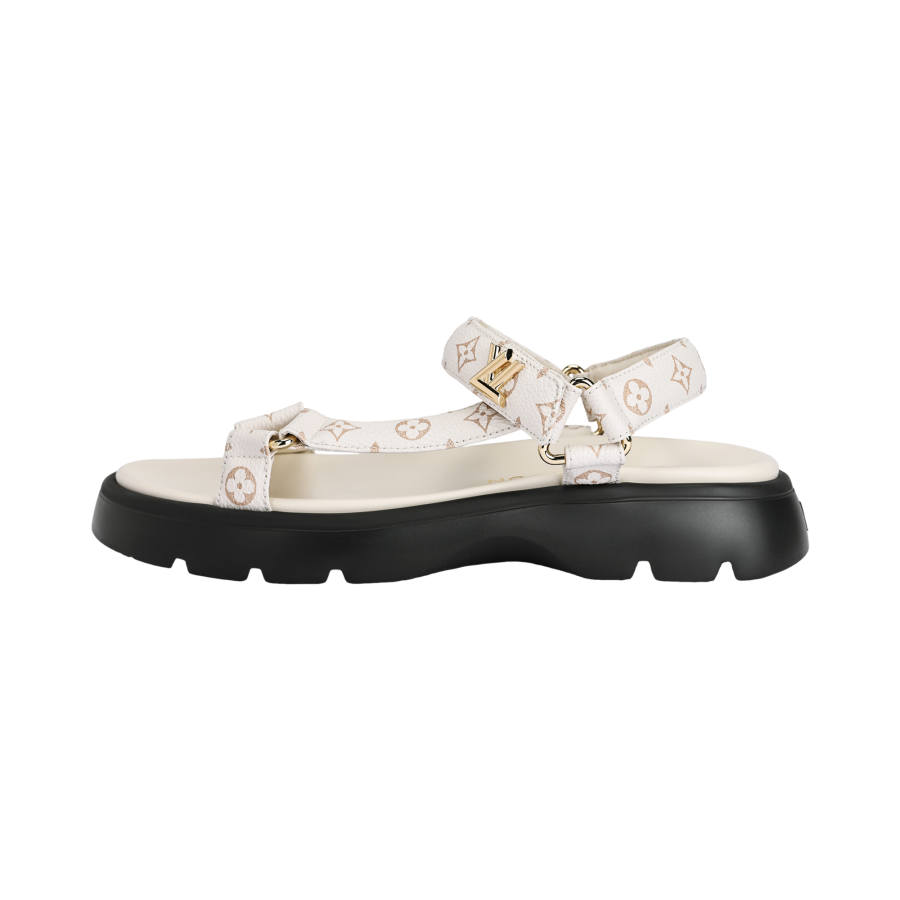 LOUIS VUITTON Nevada Comfort One Strap Sandals Women's Beige