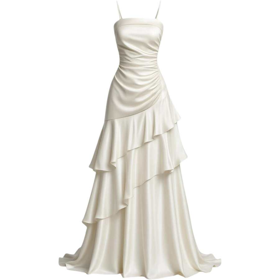 CHARM GLOW Evening Dresses Women's Image Color Camisole Moderate Long Skirt Tiered Skirt