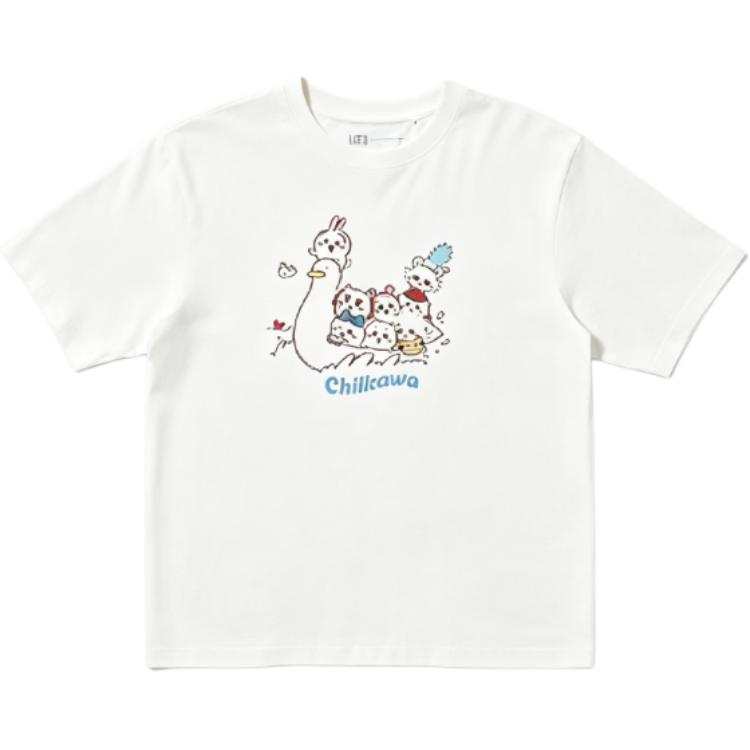UNIQLO X Chiikawa T Shirts Women's White Crew Neck Moderate