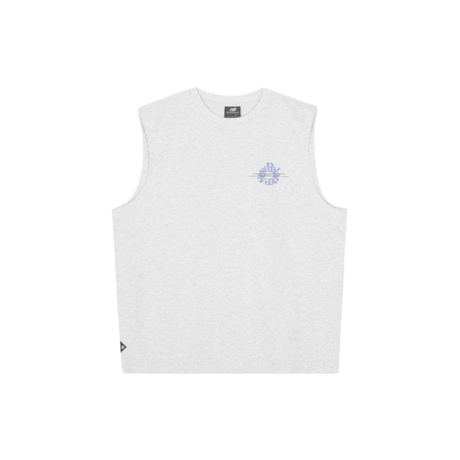 New Balance New Balance Running Tank Tops Unisex Light Gray Crew Neck Moderate Straight Fit