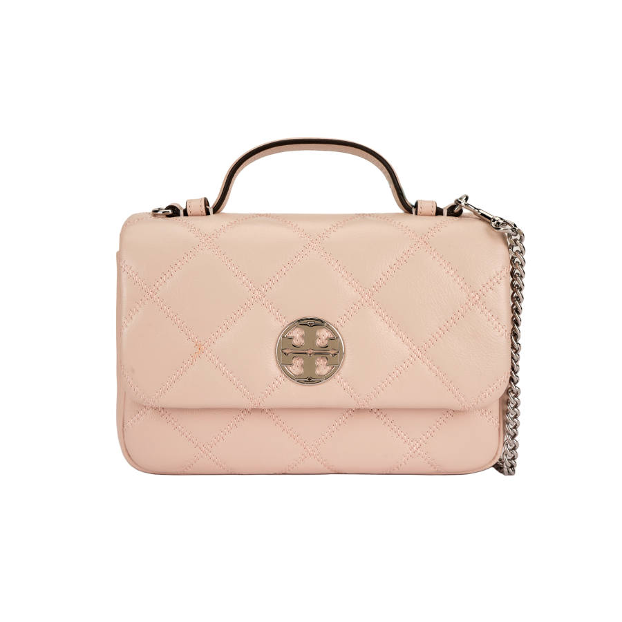 TORY BURCH Willa Goatskin Crossbody Handbag Women's Light Pink