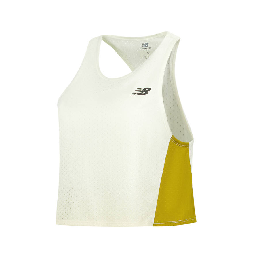 New Balance New Balance Running Tank Tops Women's White Crew Neck Moderate Straight Fit