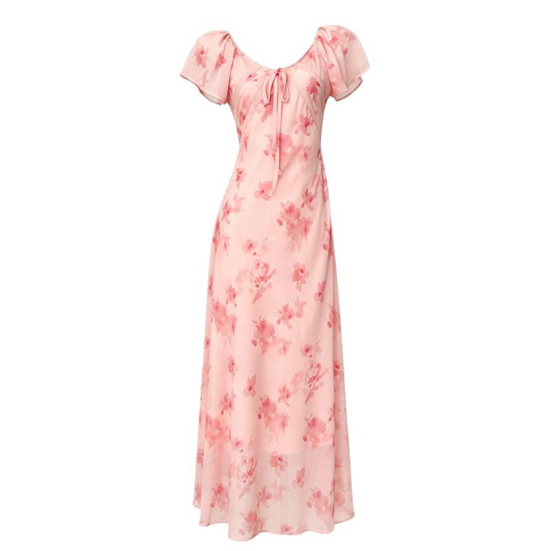 CPAURA Short Sleeved Dresses Women's Moderate Long Skirt A Line Skirt