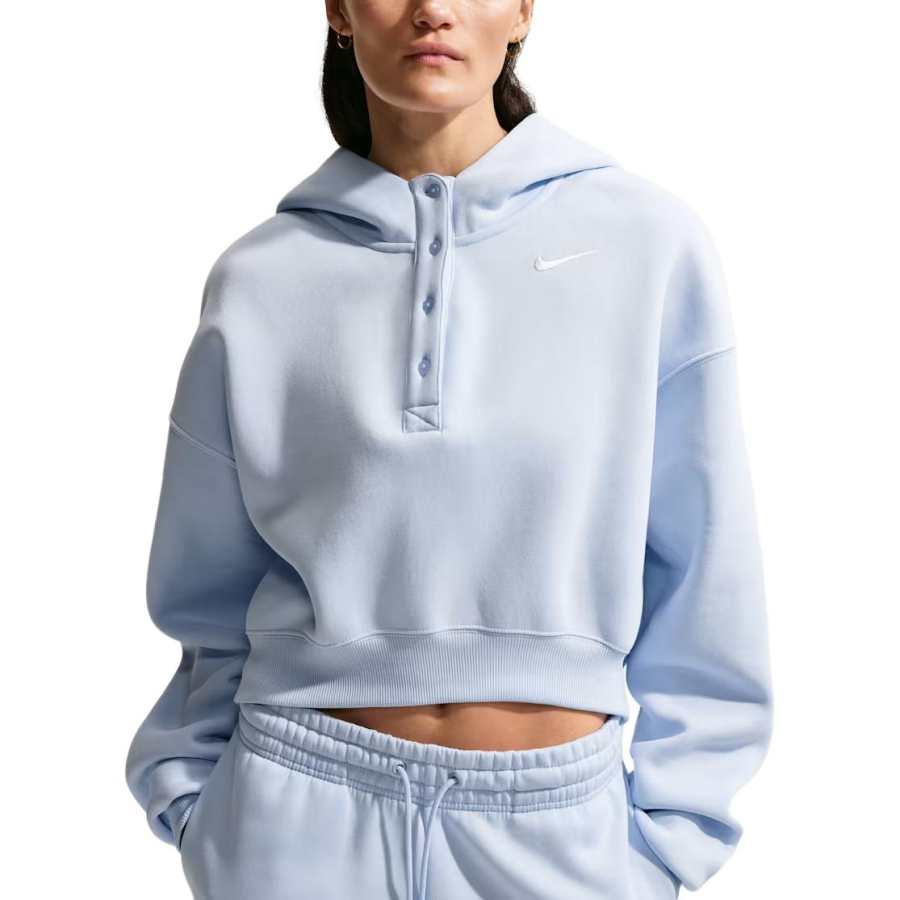 Nike Nike Sportswear Phoenix Fleece Sweatshirts Women's Hydrogen Blue/Sail White Hooded Non Detachable Moderate