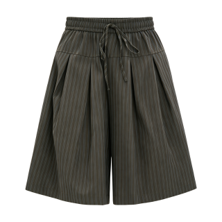 FINDSME GAGA Casual Pants Women's Coffee Stripes Thin Wide Leg Pants