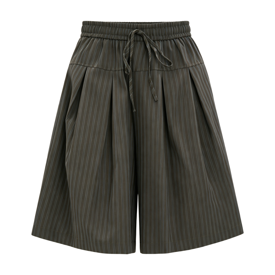 FINDSME GAGA Casual Pants Women's Coffee Stripes Thin Wide Leg Pants