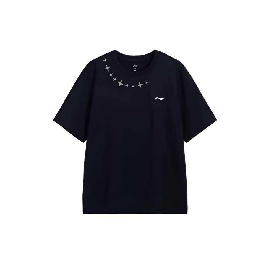 Li-Ning Li Ning T Shirts Unisex Black Crew Neck