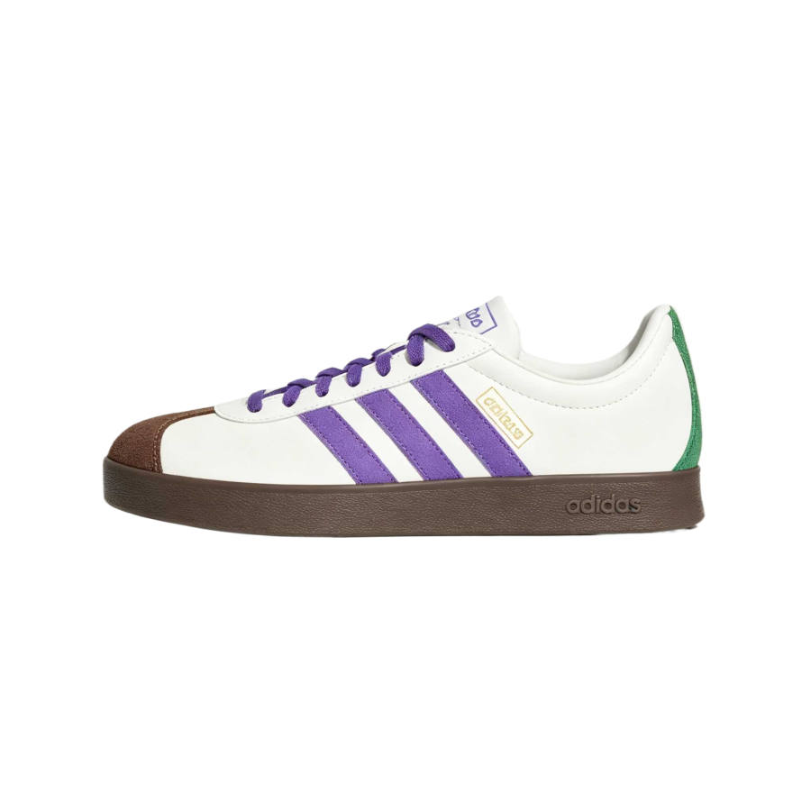 Adidas Adidas Vl Court Classic Skateboard Shoes Unisex Low Top Bright White/Collegiate Purple/Brown