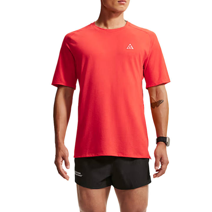 Nike Nike Dri FIT ADV Running T Shirts Men's Light Red/Light Red/Peak White Crew Neck Moderate