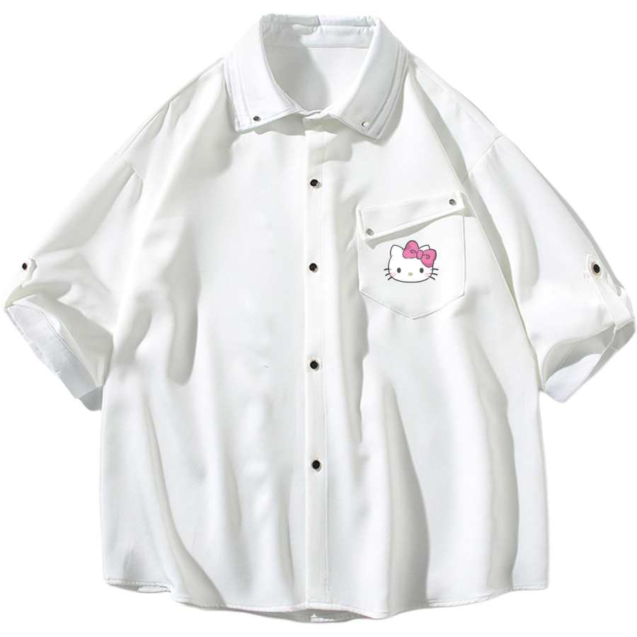 Sanrio Hello Kitty Shirts Women's Lapel Moderate Straight Fit