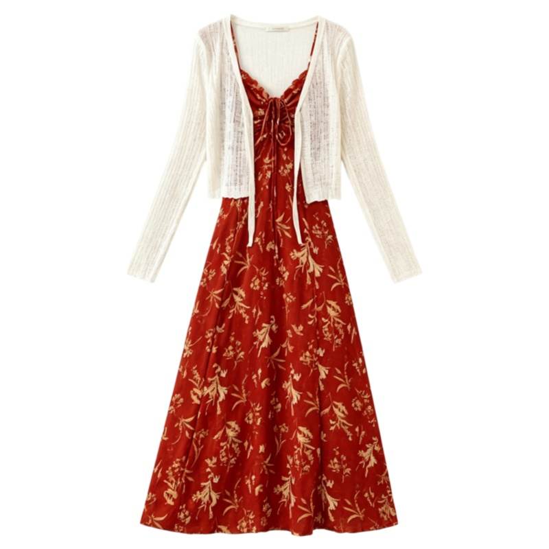 CPAURA Two Piece Skirt Sets Women's Camisole Moderate Midi Skirt