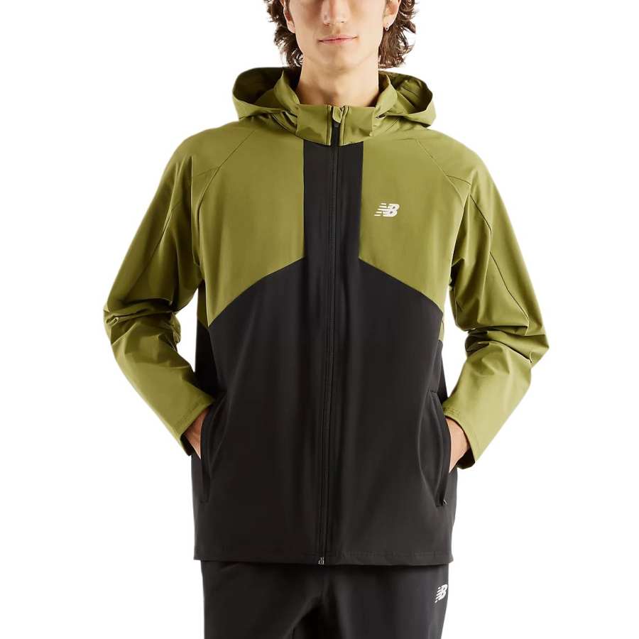New Balance New Balance Jackets Men's Sports Green & Black Hooded Non Detachable Moderate